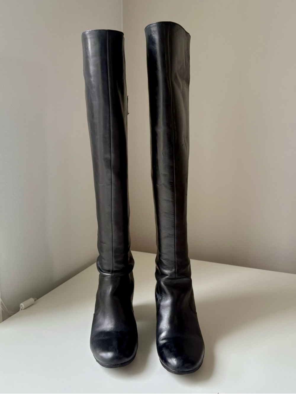 NINE WEST Black Over-the-Knee Leather Boots 6.5